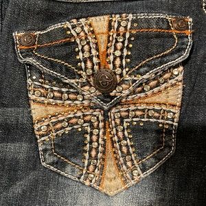 Grace in LA boot cut jeans cross studded back pockets